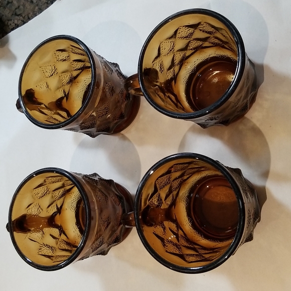 Vintage Anchor Hocking Fire King Amber Glass Mugs Set of 4 - Picture 2 of 5